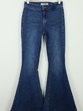 Dark Indigo Flare Jeans with High Rise Waist